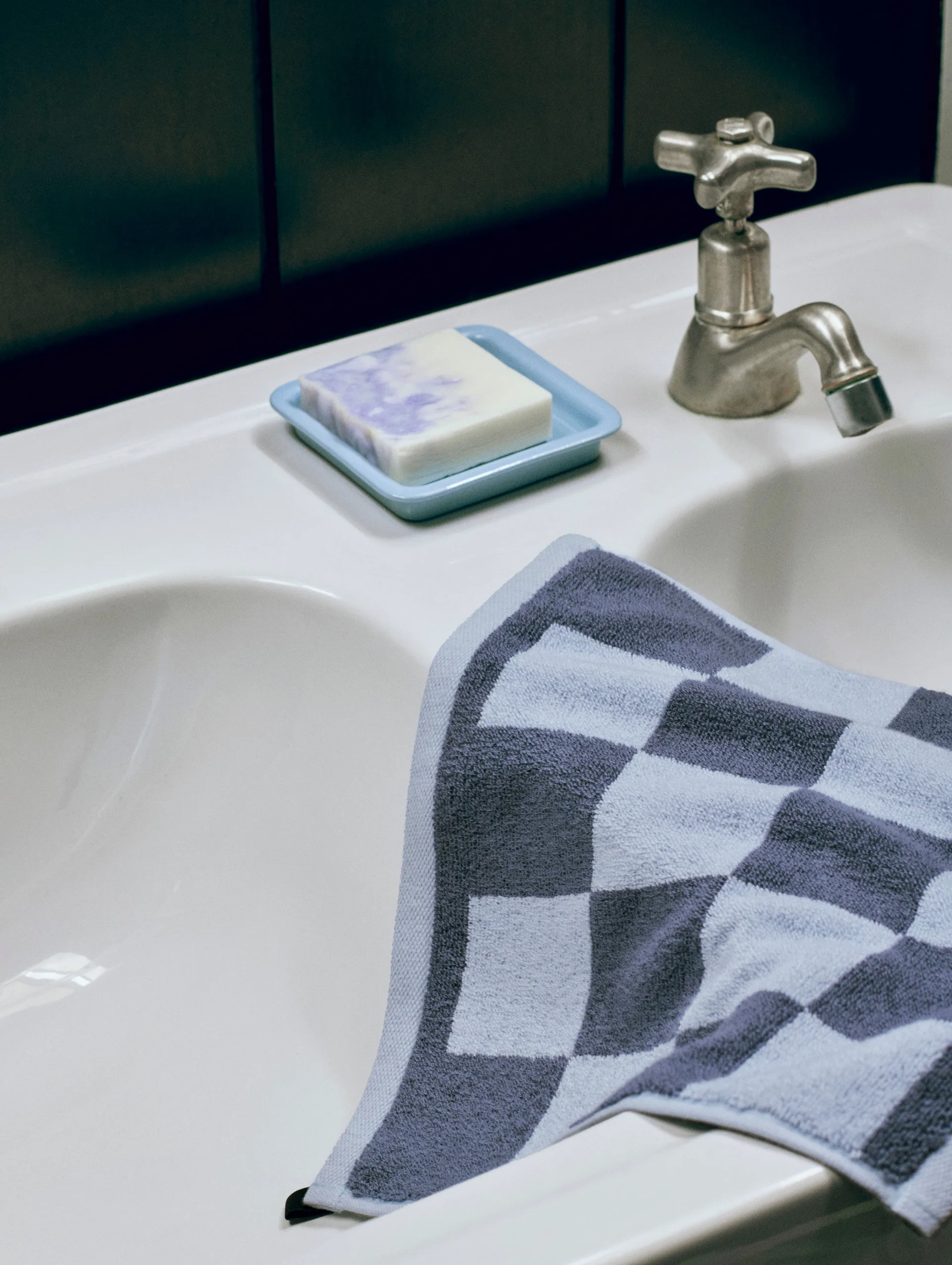 Check håndkle 30 x 30 cm, Steel blue HAY