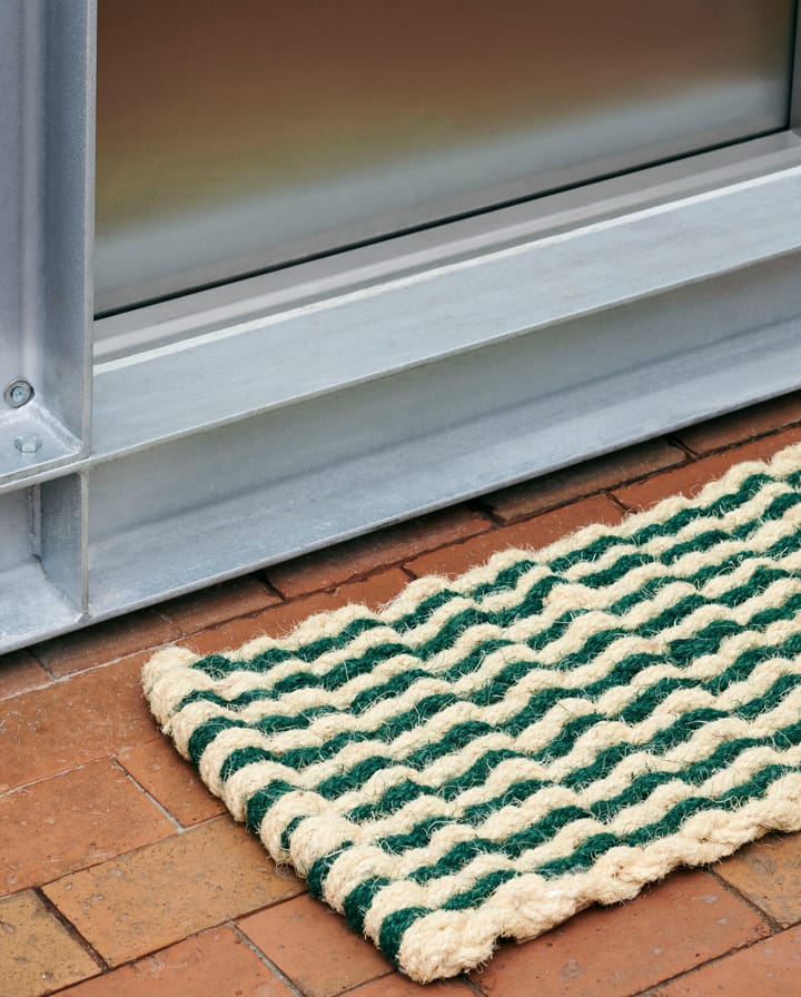 Coco Stripe Wave dørmatte, Dark green-white HAY