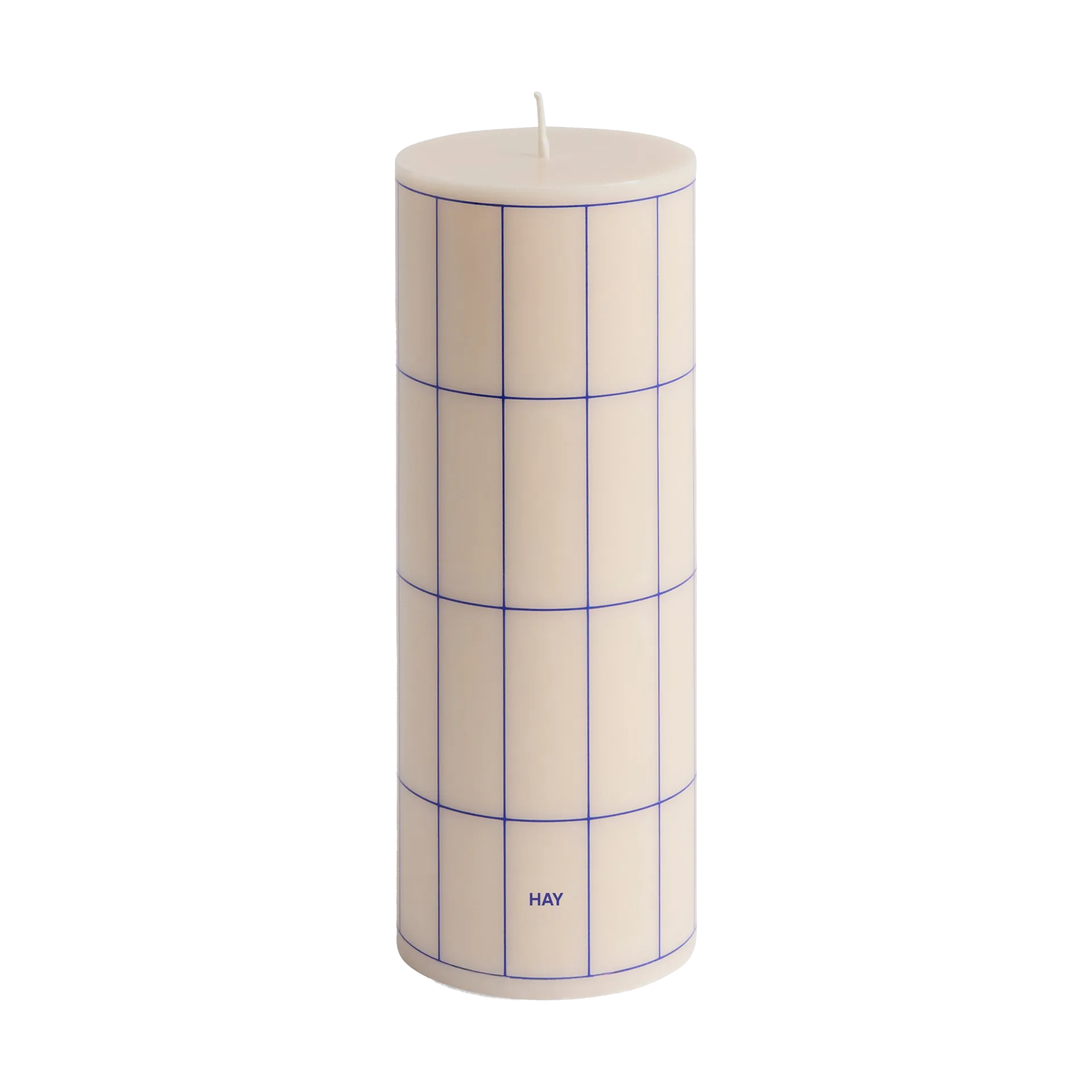 Column Candle blokklys medium 20 cm, Off white-blue grid check HAY