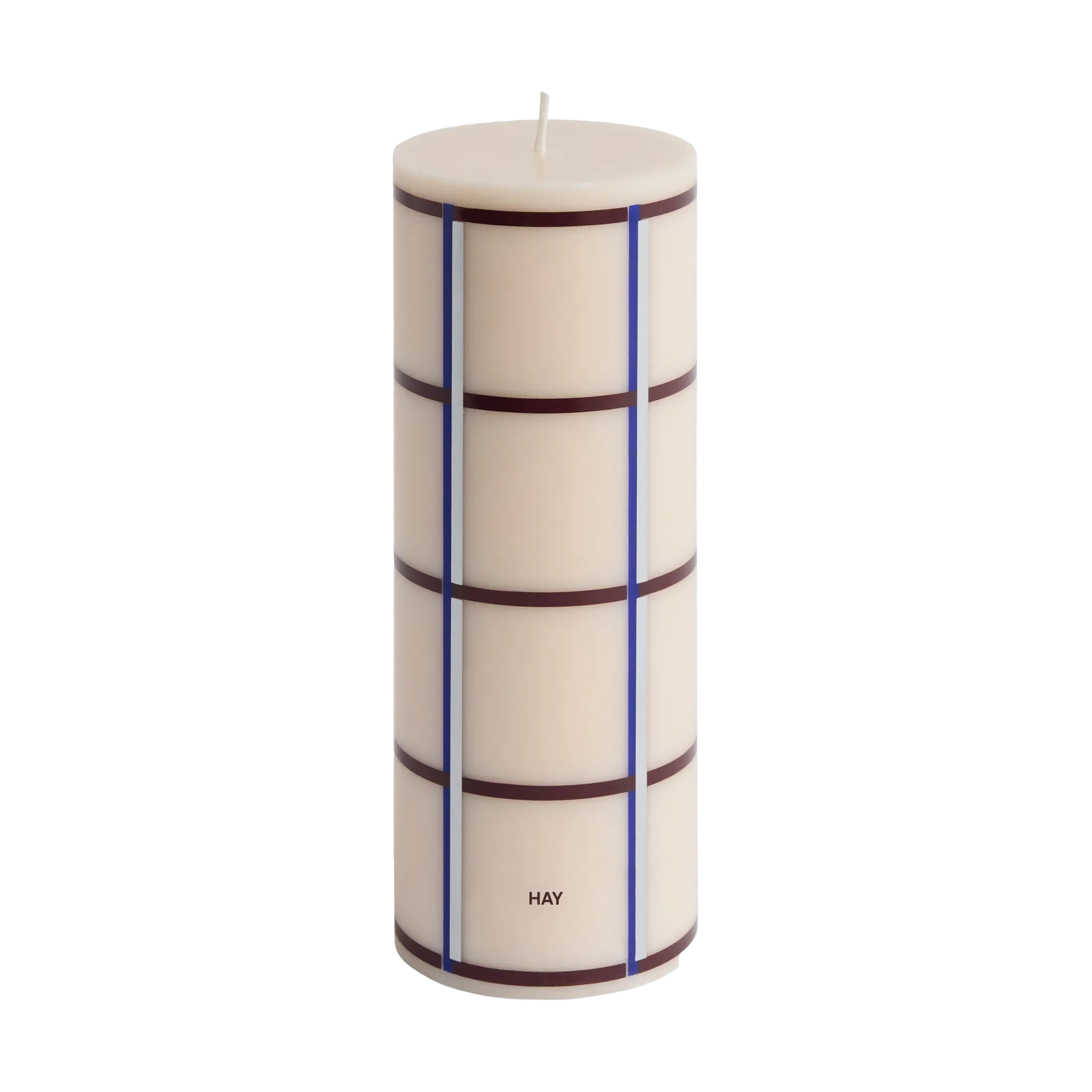 Column Candle blokklys medium 20 cm, Off white-bordeaux-blue-sølv HAY