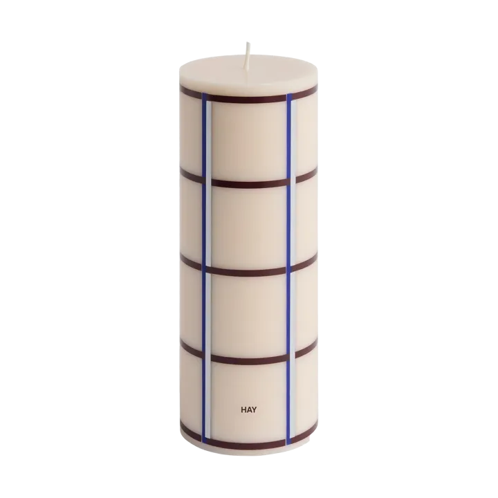 Column Candle blokklys medium 20 cm - Off white-bordeaux-blue-sølv - HAY