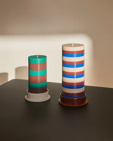 Column Candle blokklys medium 20 cm - Off white-brown-blue - HAY