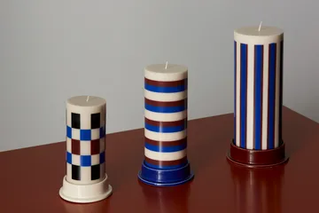 Column Candle blokklys medium 20 cm - Off white-brown-blue - HAY