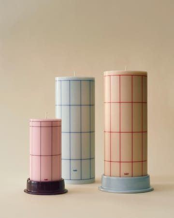 Column Candle kubbelys large 25 cm - Light blue-blue grid check - HAY