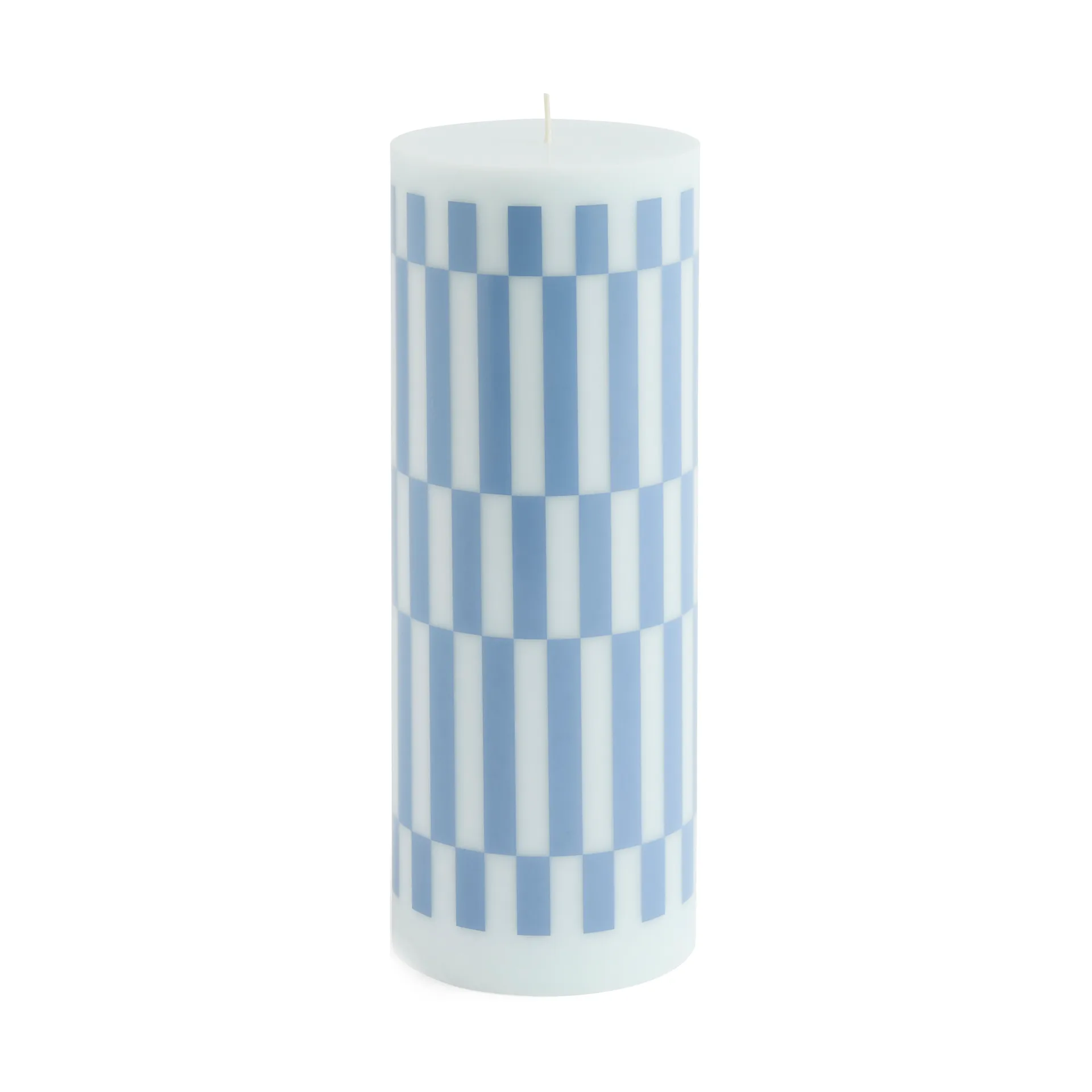 Column Candle kubbelys large 25 cm, Light blue-dusty blue check HAY