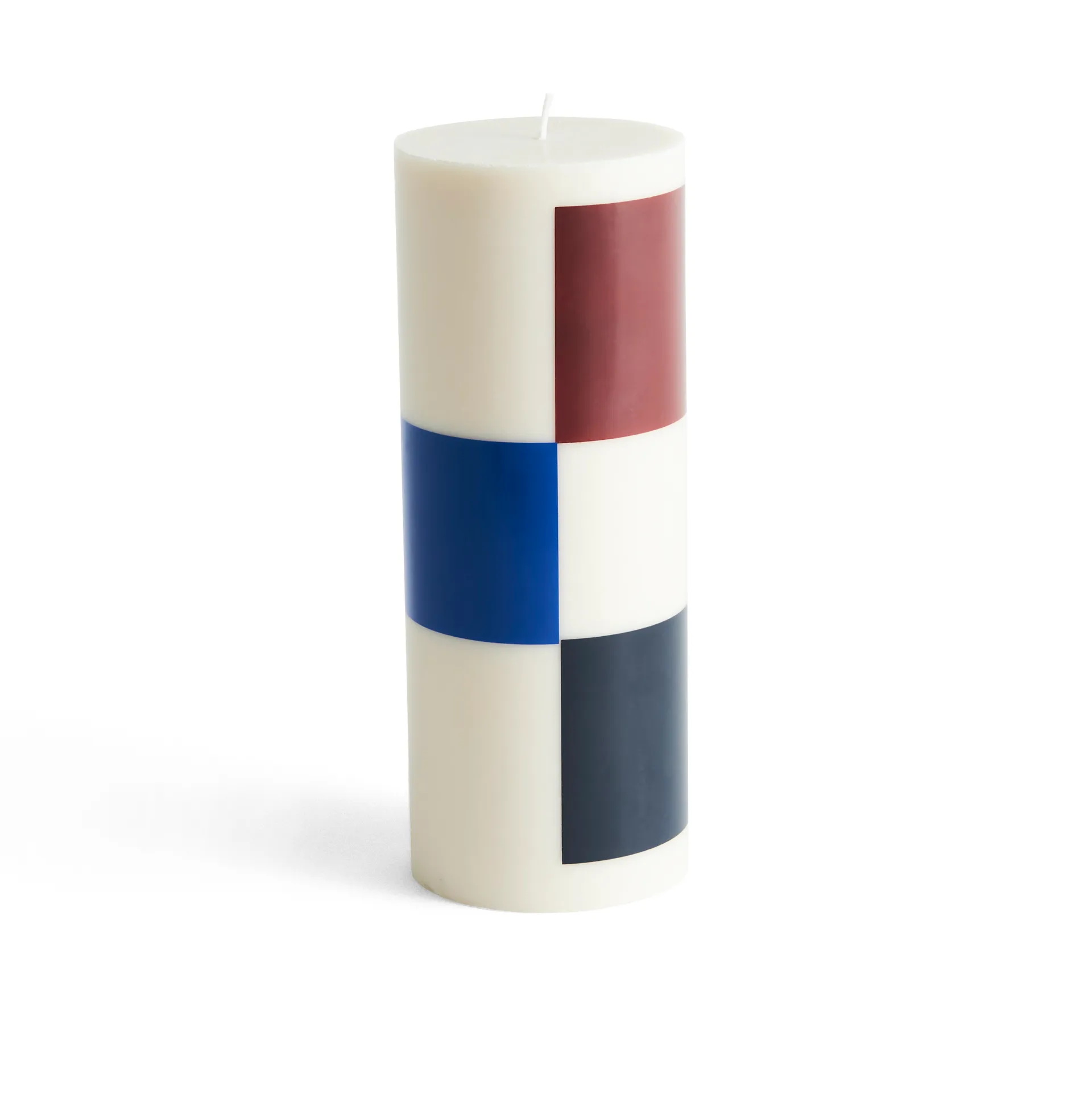 Column Candle kubbelys large 25 cm, Off white-brown-black-blue HAY
