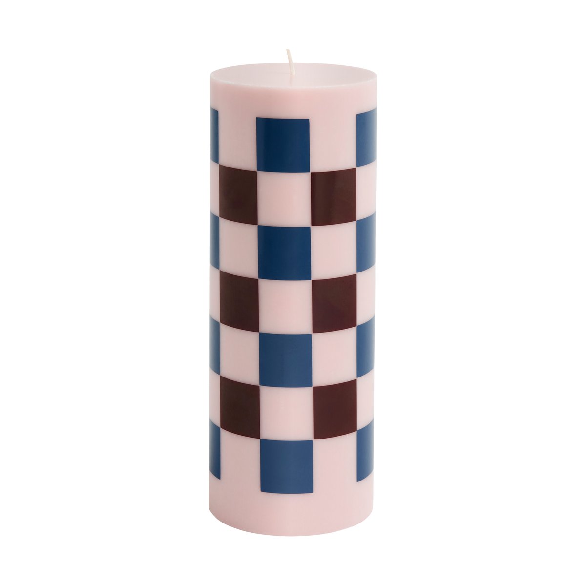 HAY Column Candle kubbelys large 25 cm Pink-bordeaux-dark blue check