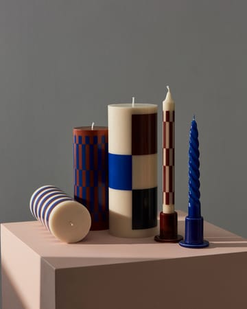 Column Candle kubbelys medium 20 cm - Brown-blue - HAY
