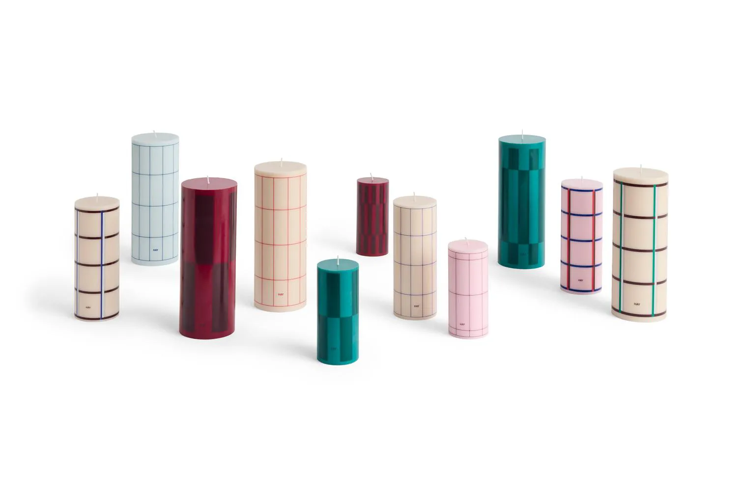 Column Candle kubbelys medium 20 cm, Off white-brown-blue HAY
