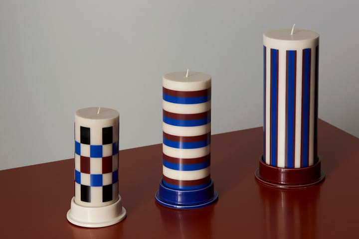 Column Candle kubbelys medium 20 cm - Off white-brown-blue - HAY