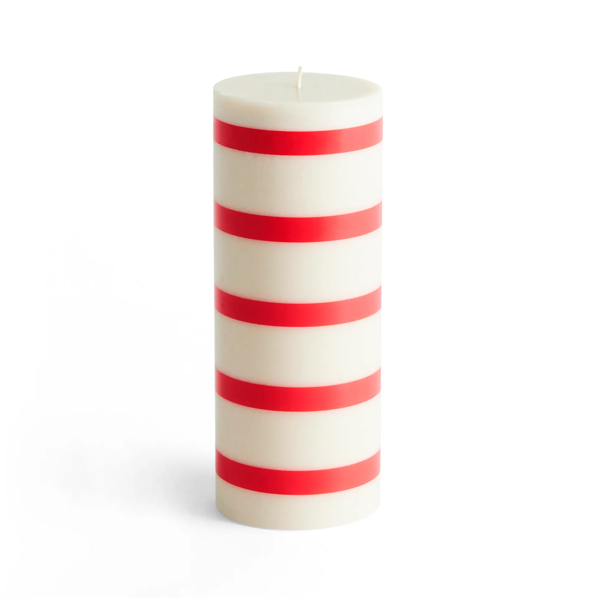 Column Candle kubbelys medium 20 cm, Off white-red HAY
