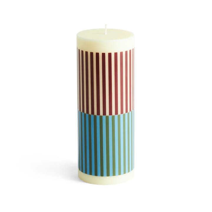 Column Candle kubbelys medium 20 cm - Yellow-brown-light blue-army - HAY