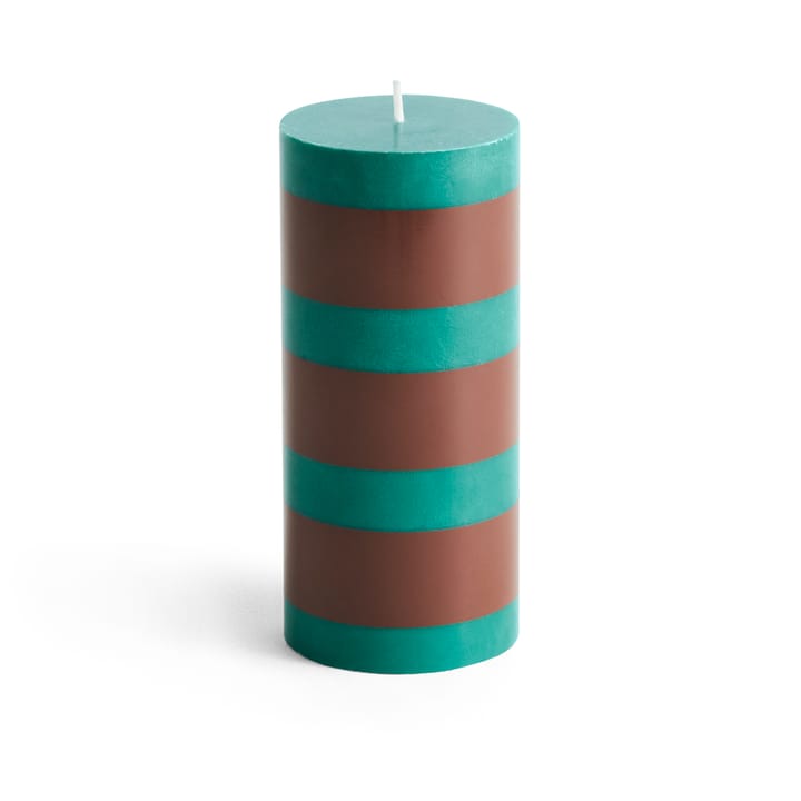Column Candle kubbelys small 15 cm - Green-brown - HAY