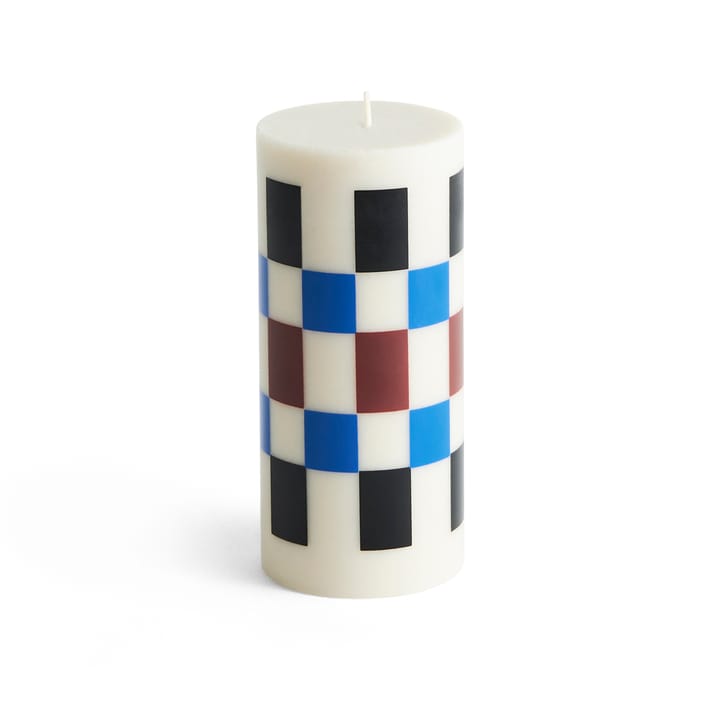 Column Candle kubbelys small 15 cm - Off white-brown-black-blue - HAY