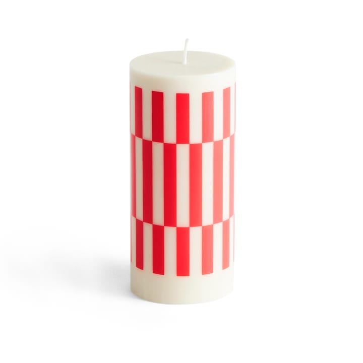 Column Candle kubbelys small 15 cm - Off-white-red - HAY