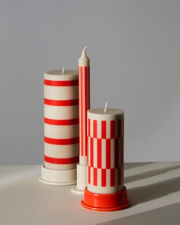 Column Candle kubbelys small 15 cm - Off-white-red - HAY