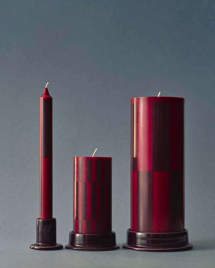 Column Candle kubbelys small 15 cm, Wine-bordeaux HAY
