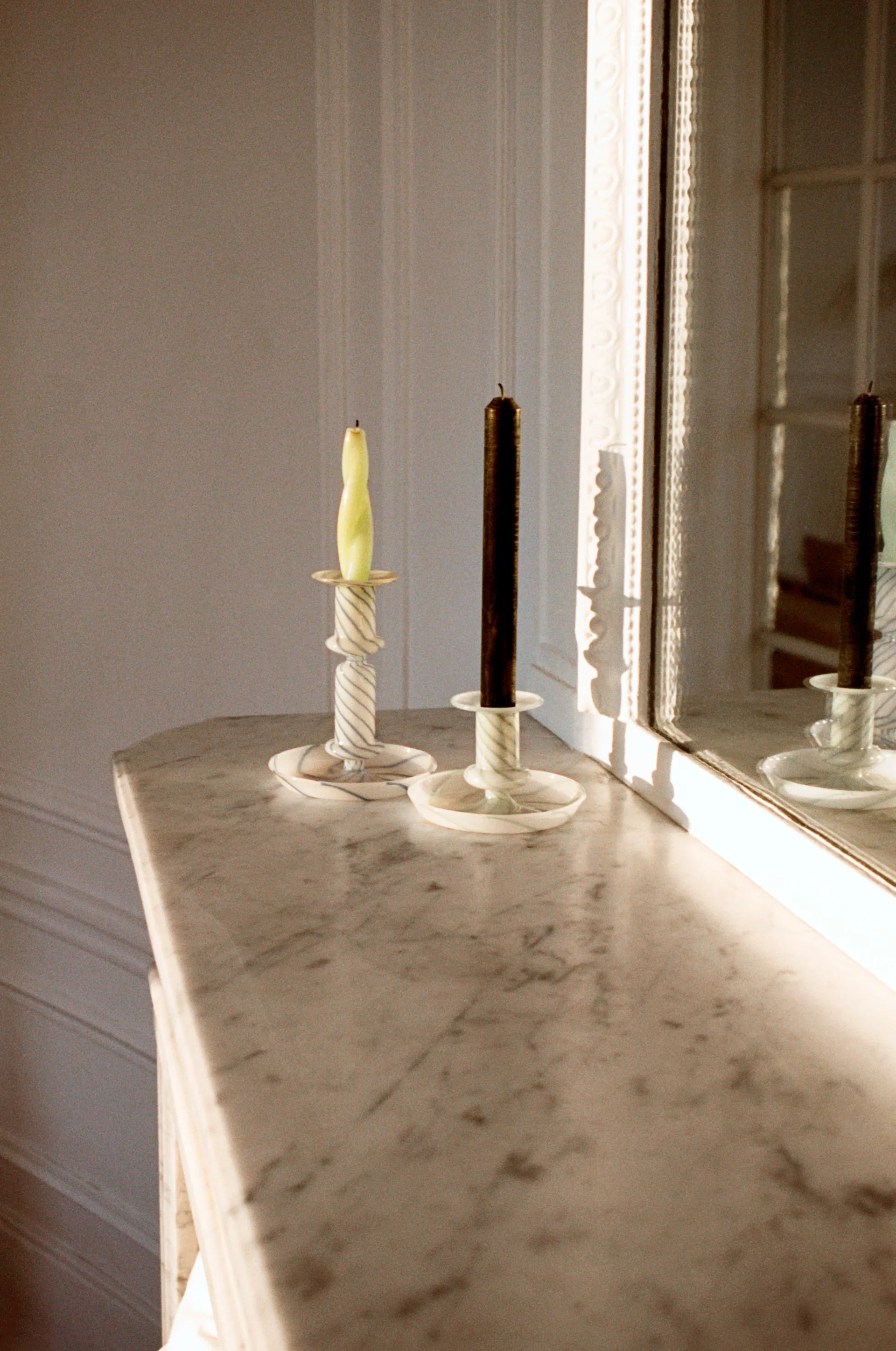 Flare Stripe lysestake, Grønn-hvit HAY