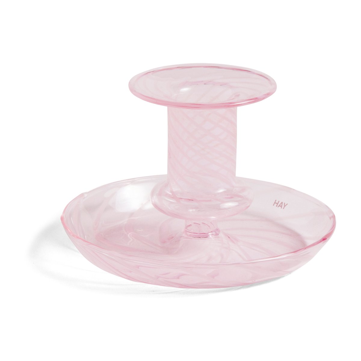 HAY Flare Stripe lysestake Rosa-hvit stripete