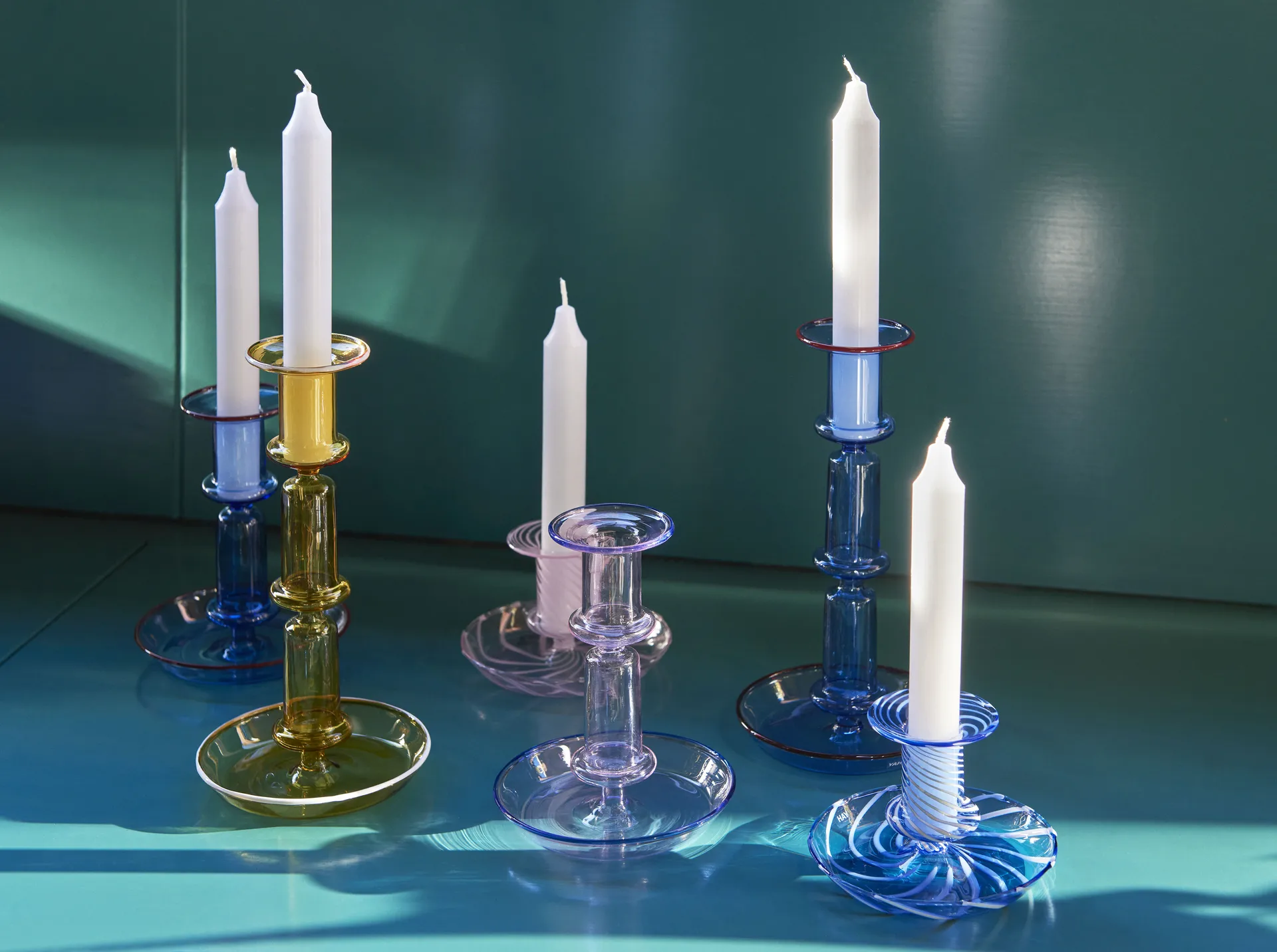 Flare Stripe lysestake, Rosa-hvit stripete HAY