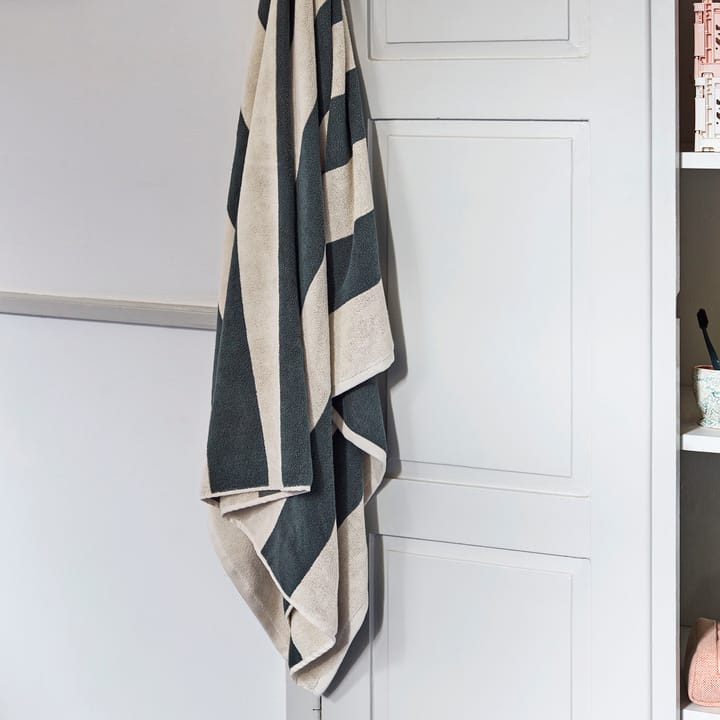Frotté Stripe badehåndkle 100x150 cm, Dark green HAY