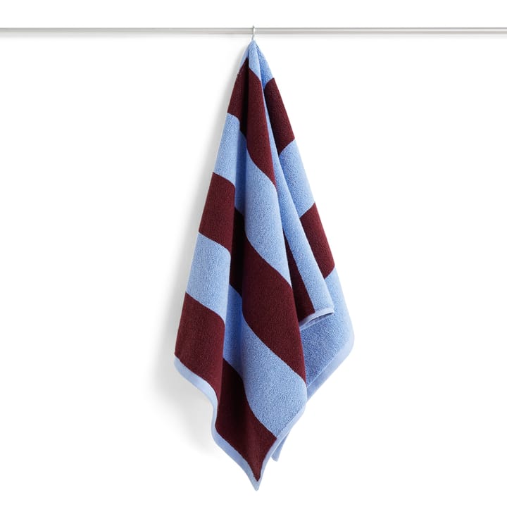 Frotté Stripe håndkle 50 x 100 cm - Bordeaux-Sky blue - HAY