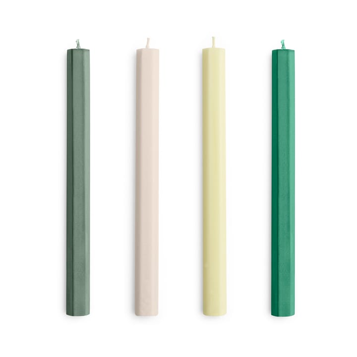 Hexagon Candle lys mix 4-pack - Greens-whites - HAY