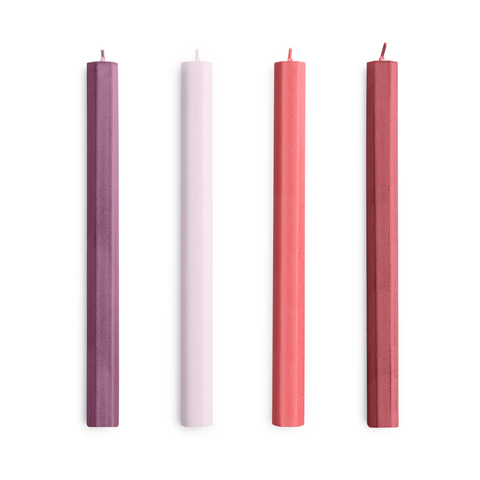 Hexagon Candle lys mix 4-pack, Reds-bordeaux HAY