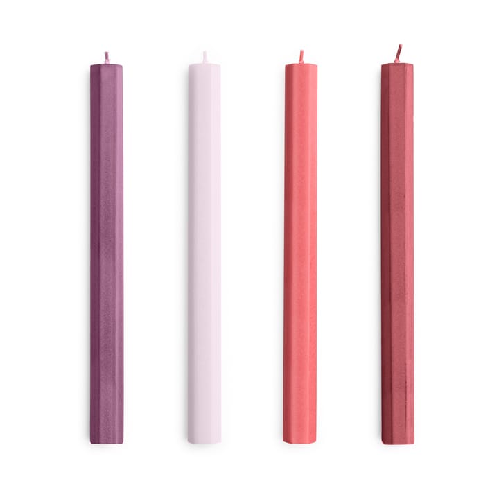 Hexagon Candle lys mix 4-pack - Reds-bordeaux - HAY