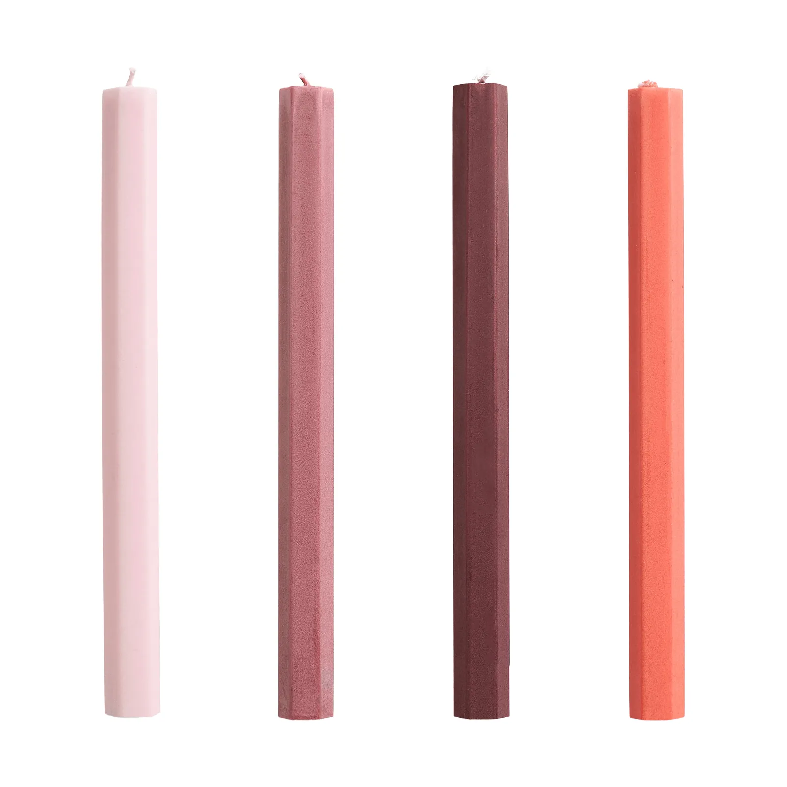 Hexagon Candle lys mix 4-pakning, Berry HAY