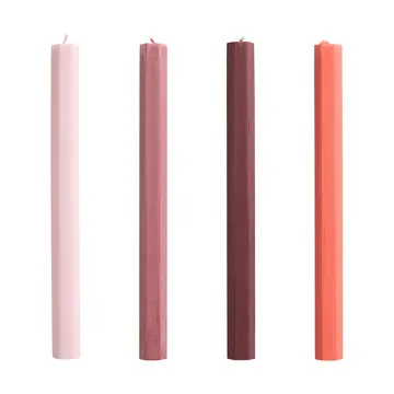 Hexagon Candle lys mix 4-pakning - Berry - HAY
