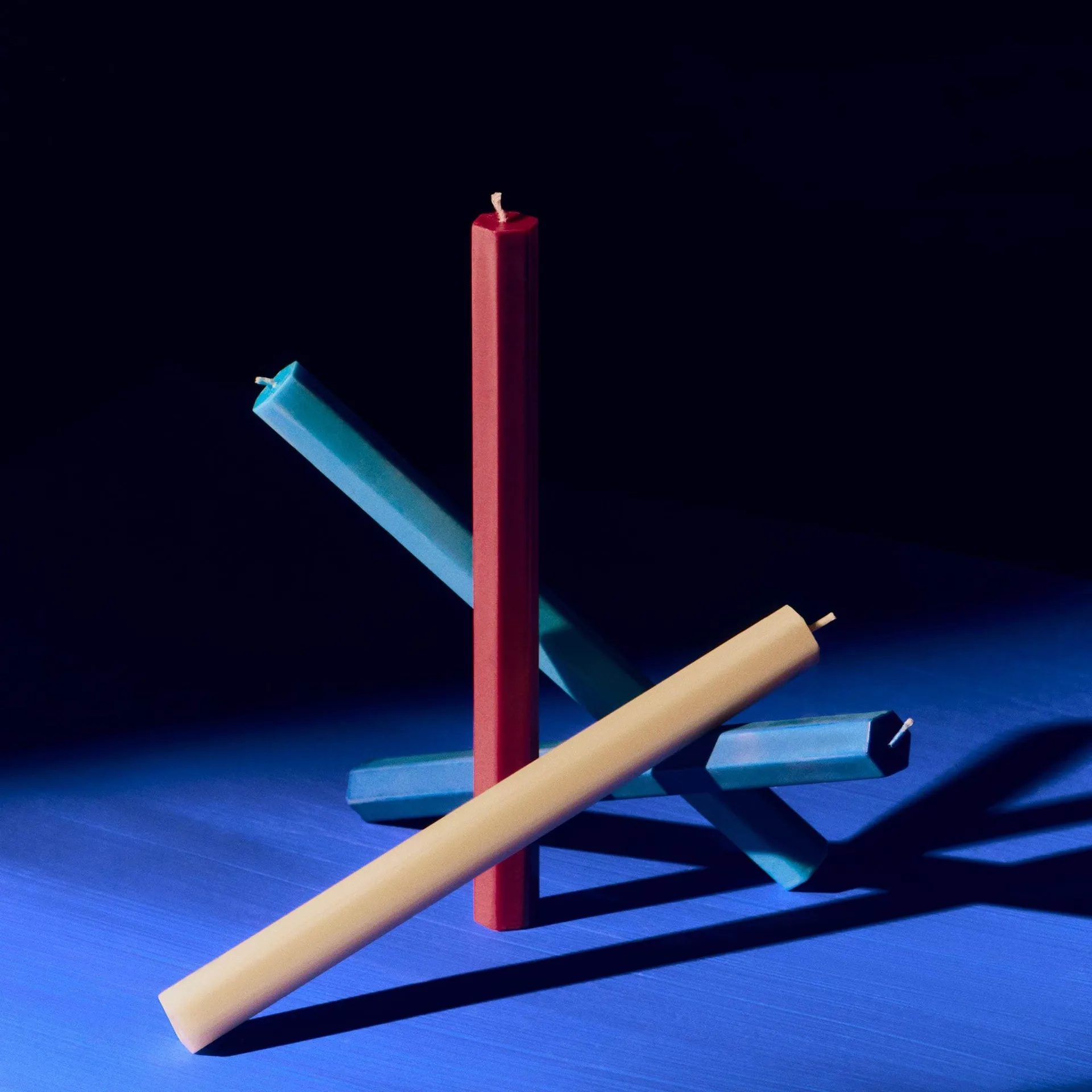Hexagon Candle lys mix 4-pakning, Marine HAY