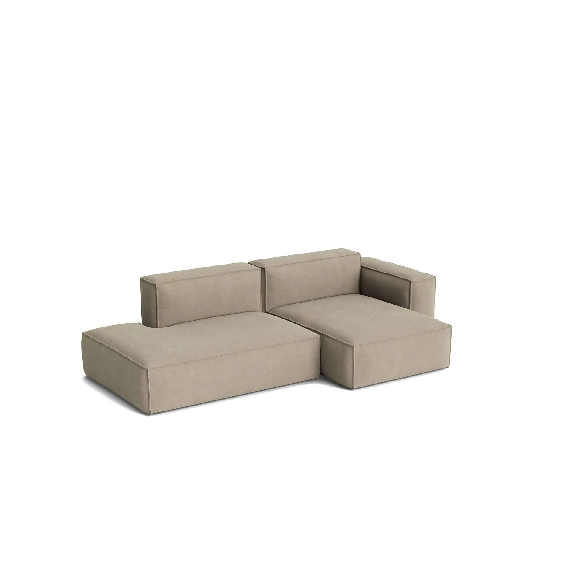 Mags Soft Low Armrest sofa 2,5-seters kombinasjon 3, Linara beige, høyrestilt, avtagbart trekk HAY
