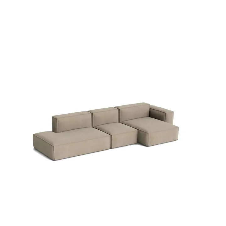 Mags Soft Low Armrest sofa 2,5-seters kombinasjon 3 - Linara beige, høyrestilt, avtagbart trekk - HAY
