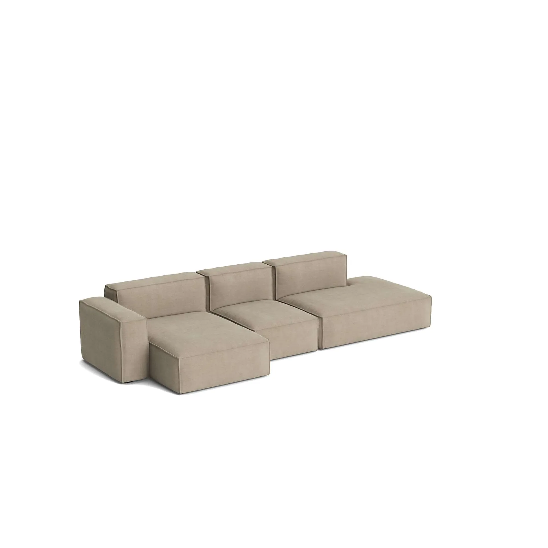 Mags Soft Low Armrest sofa 2,5-seters kombinasjon 3, Linara beige, venstrestilt, avtagbart trekk HAY