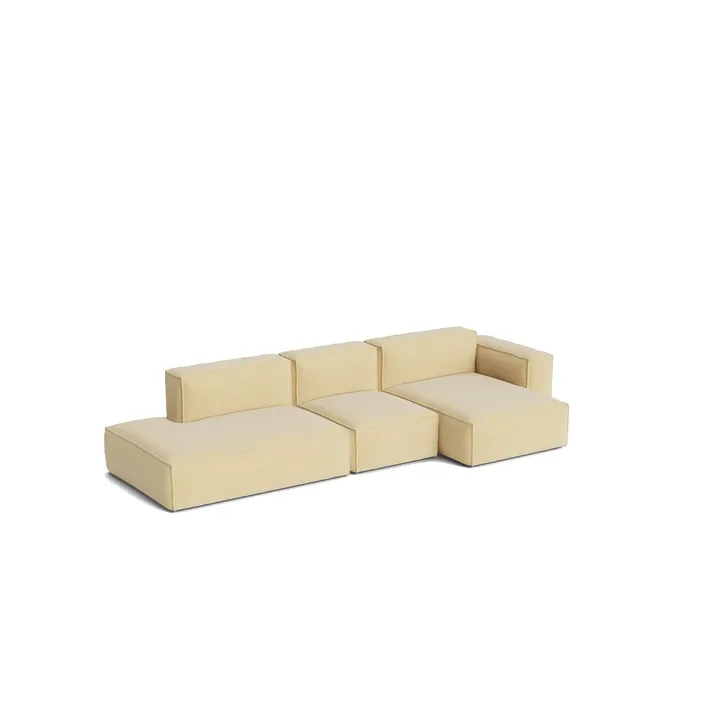 Mags Soft Low Armrest sofa 2,5-seters kombinasjon 3 - Tartaglia Ocre white, høyreplassert, avtagbart trekk - HAY
