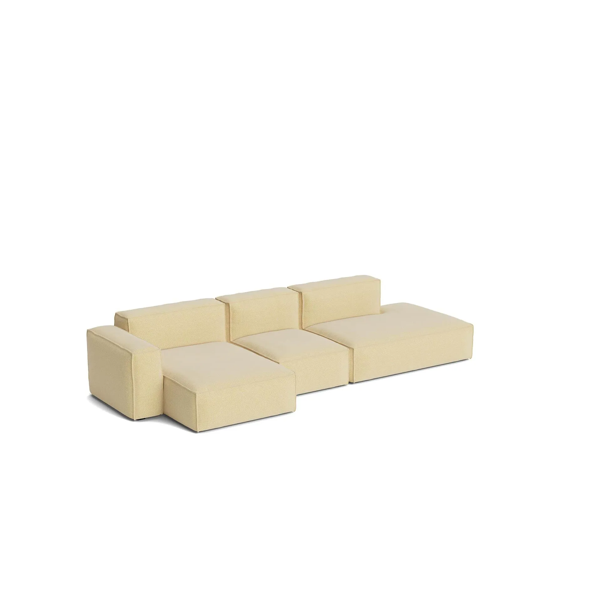 Mags Soft Low Armrest sofa 2,5-seters kombinasjon 3, Tartaglia Ocre white, venstrevendt, avtagbart trekk HAY