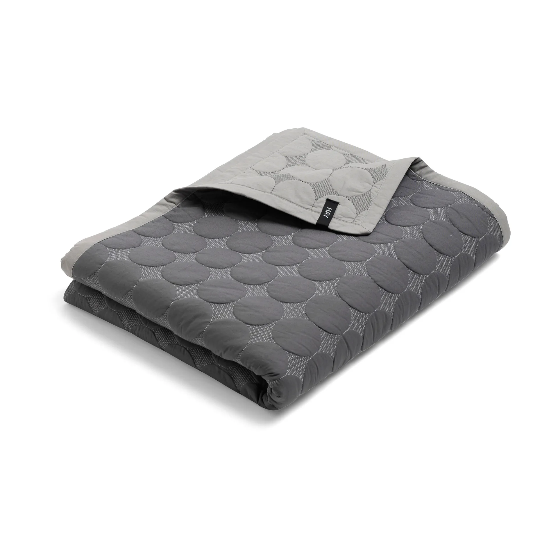 Mega Dot sengeteppe organic 260x260 cm, Dark grey HAY