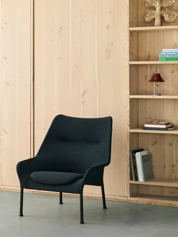 O2 Lounge Chair lenestol - Soft black-svartlakkert stål - HAY