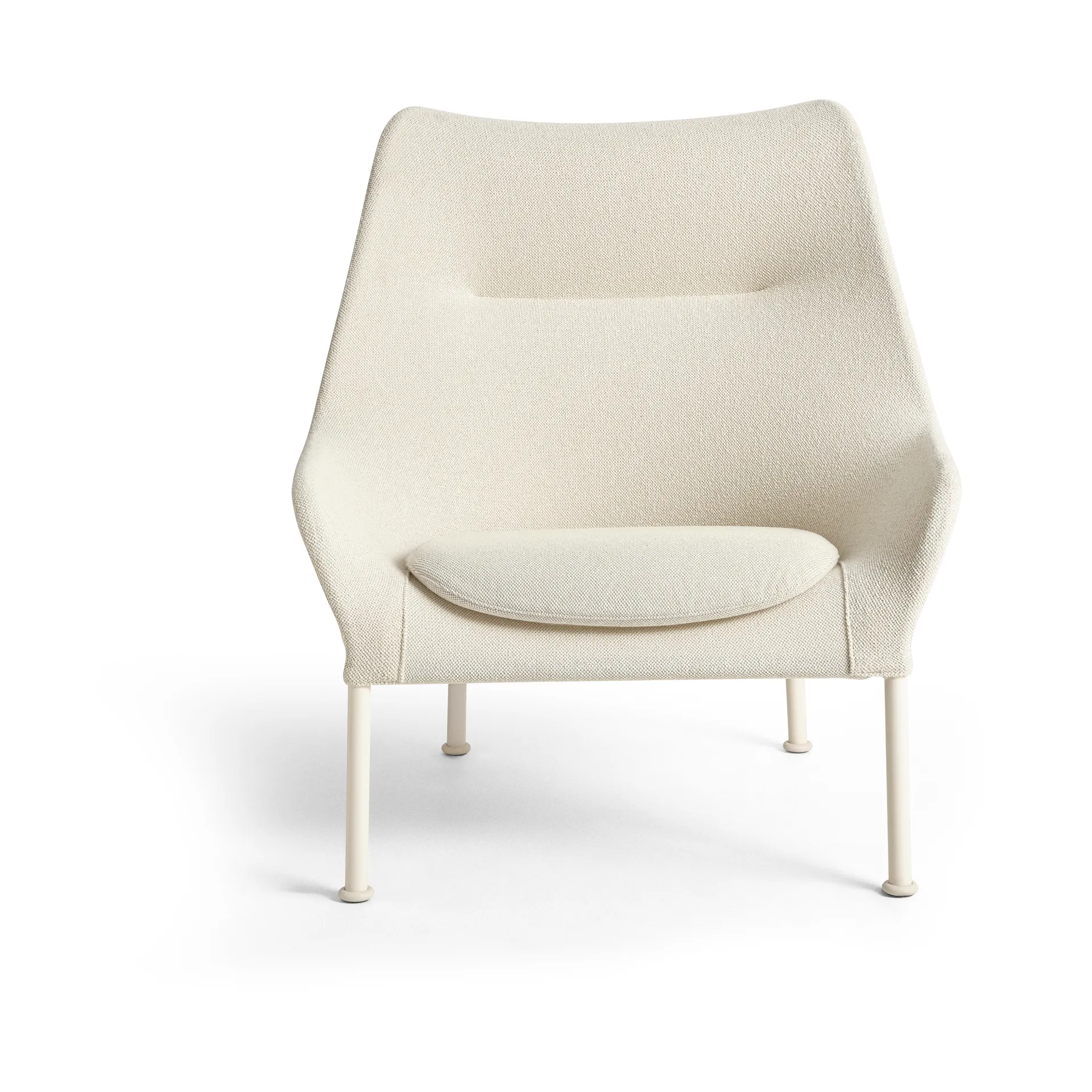 O2 Lounge Chair lenestol, Soft cream-lakkert stål eggshell HAY