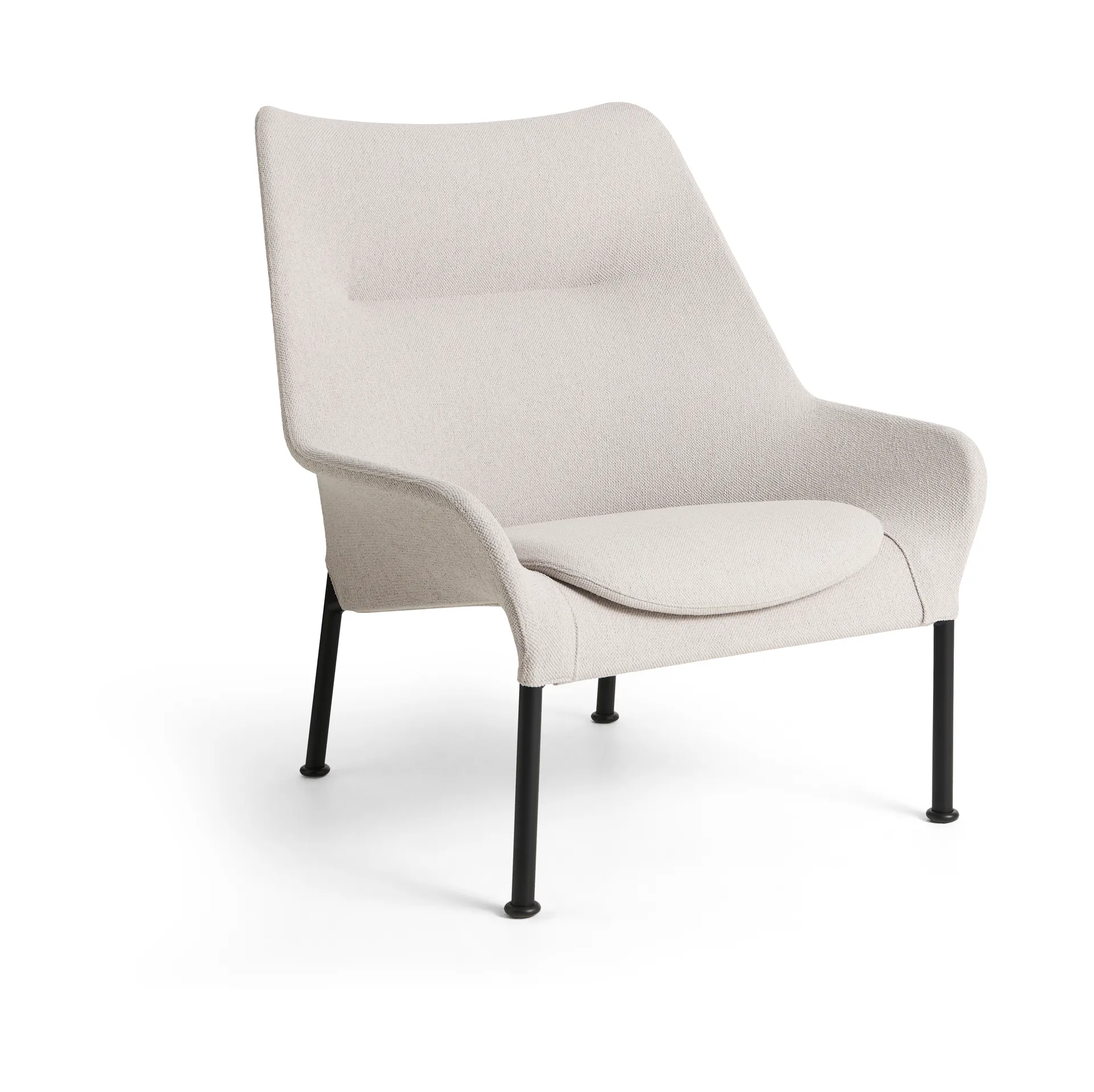 O2 Lounge Chair lenestol, Soft light greysvartlakkert stål HAY