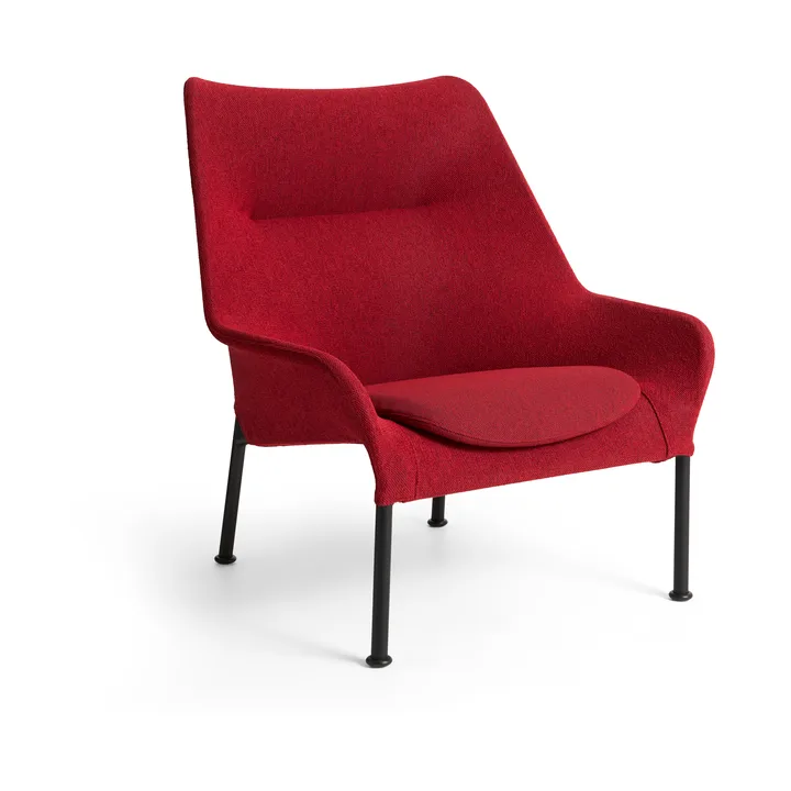 O2 Lounge Chair lenestol - Soft red-svartlakkert stål - HAY