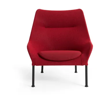 O2 Lounge Chair lenestol - Soft red-svartlakkert stål - HAY