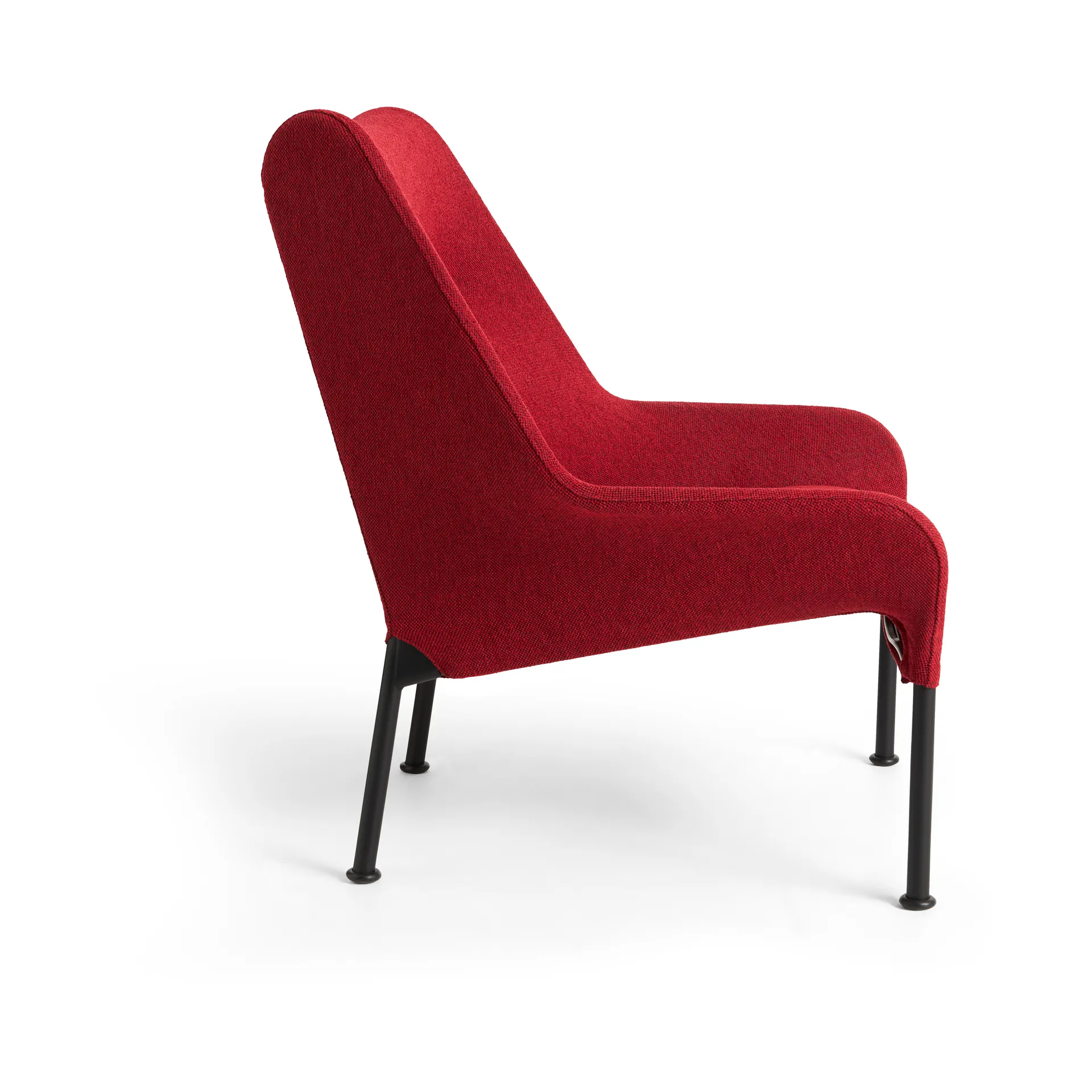 O2 Lounge Chair lenestol, Soft red-svartlakkert stål HAY