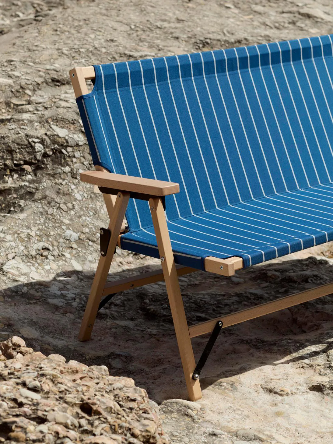 Outdoor Market sofa sammenleggbar, Blue-beige, 2-seter HAY