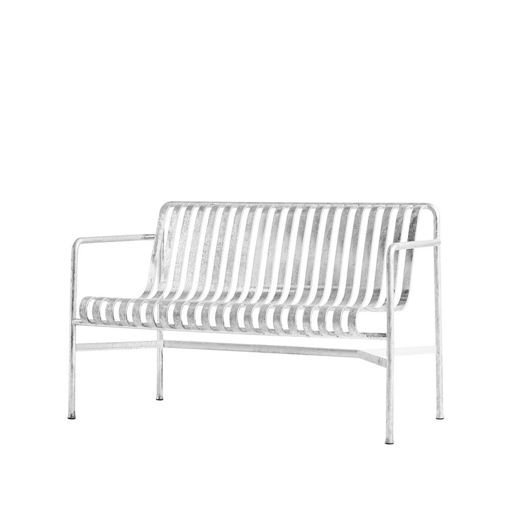 HAY Palissade Dining benk med armlener Hot galvanized