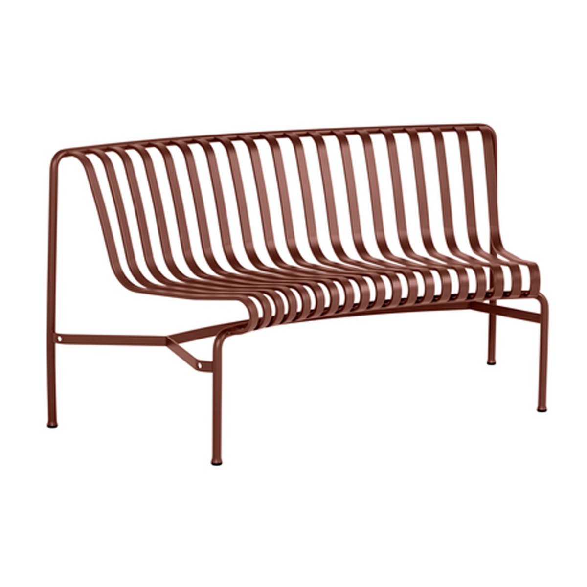 HAY Palissade Dining parkbenk med rygg innsvunget Iron red