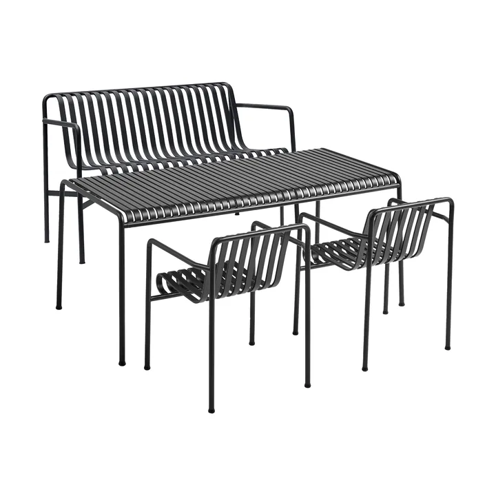 Palissade spisegruppe 2 Dining karmstol + benk 170x90 cm anthracite - HAY