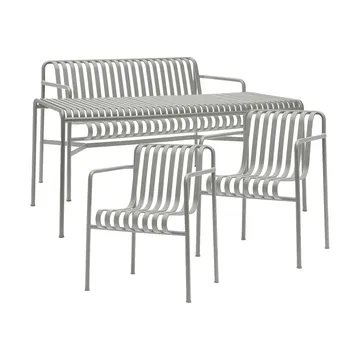 Palissade spisegruppe 2 Dining karmstol + benk 170x90 cm sky grey - HAY