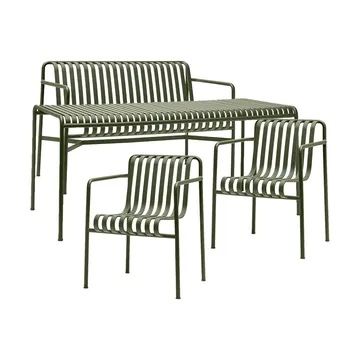 Palissade spisegruppe 2 Dining lenestol + benk 170x90 cm olive - HAY